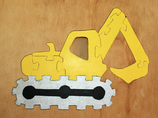 Yellow Digger Puzzle with grey and black tracks